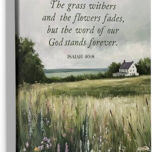 Christian Wall Decor Bible Verse Floral Canvas Framed Art Religious Scripture